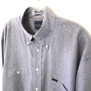 Faconnable Mens Long Sleeve Shirt Sz L Micro Plaid
